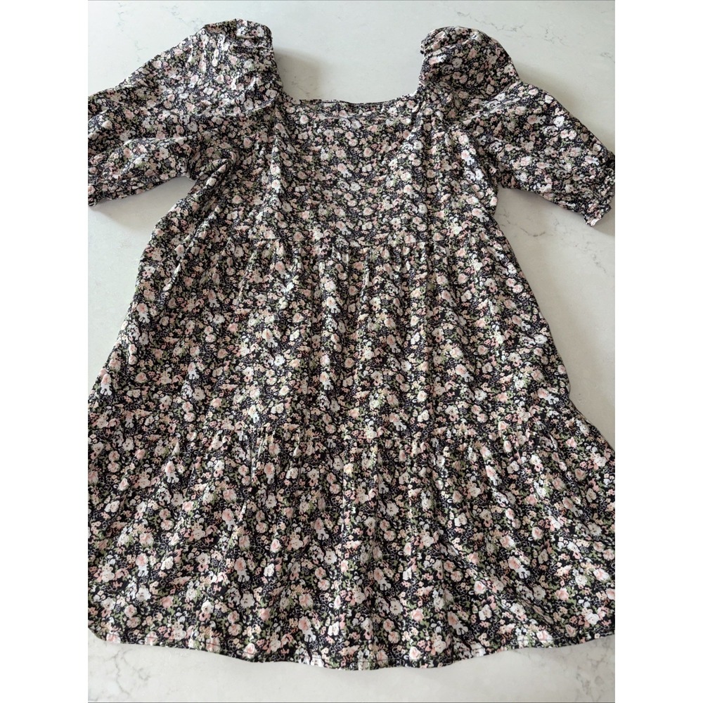 Levis Dress Womens M‎ Ditsy Print Floral Babydoll Mini Puff Sleeve Tiered Cotton